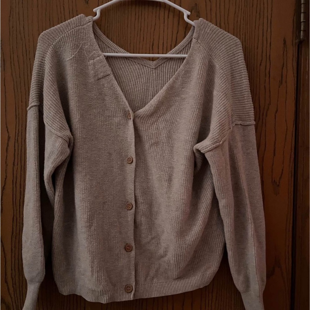 Women's Beige Cardigan Sweater